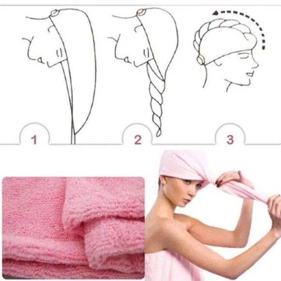 4PCS Rapid Fast Drying Hair Absorbent Microfiber Towel Turban Wrap Soft Shower - Picture 2 of 4